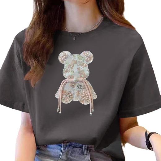 雀说新中式纯棉短袖女T恤新款中国风半袖体恤宽松大码上衣AL 商品图4