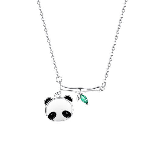 【熊猫与竹】S925纯银白玉髓熊猫竹子项链【YXS-A4350】 商品图4