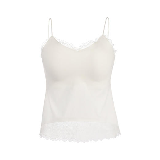 丁摩真丝无痕法式蕾丝花边吊带 桑蚕丝细肩带带罩杯一体式背心AL2S263 商品图5