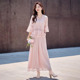 小众温柔风时尚衬衫，垂感阔腿裤两件套HR-SYY2738