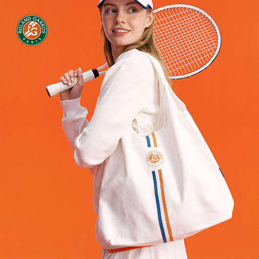 罗兰加洛斯法网帆布袋女大容量手提袋单肩斜跨包三色印花环保袋 商品图3