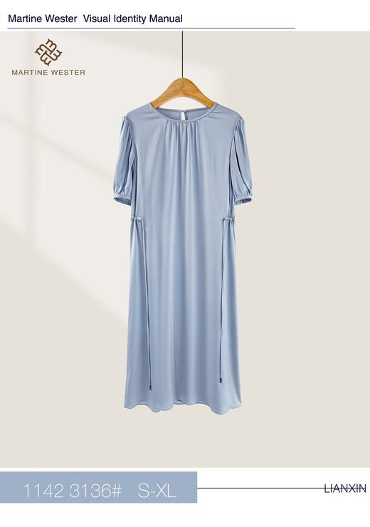 Martine Weste减领抽皱19姆米弹力双乔绉缎真丝连衣裙11423136 商品图0