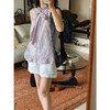 HeyDress条纹飘带衬衫女夏季法式浪漫显瘦荷叶边衬衣别致无袖上衣 商品缩略图2