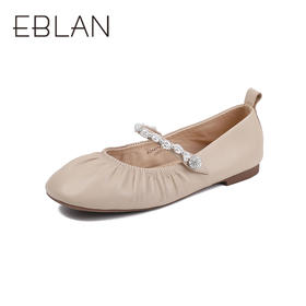 伊伴秋季柔软羊皮鞋面温柔芭蕾舞鞋平跟设计单鞋B25451203