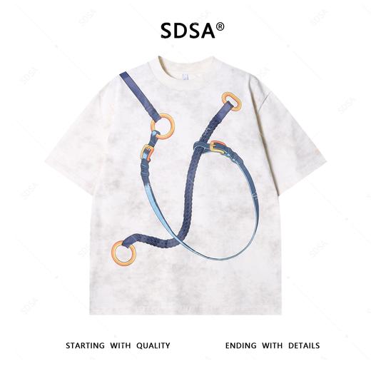 T3890夏季高级感新款男士扎染绳索印花短袖T恤宽松百搭圆领重磅上衣 商品图1