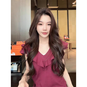 COCO ZONE 刘一一 【100棉】V领灵动叠层荷叶边设计T恤CD1A0769