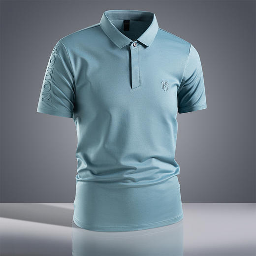 【凉感防紫外线含亚麻桑蚕丝】罗蒙男士夏季Polo衫7A抗菌舒适休闲醋酸冰丝t恤男短袖男 商品图3