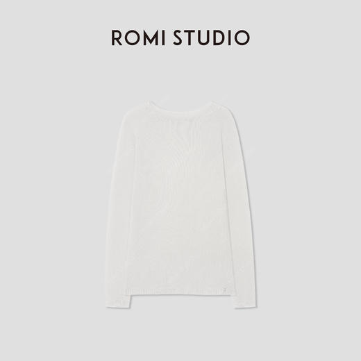 ROMI STUDIO“法式慵懒”轻薄镂空圆领长袖针织衫罩衫 RWCRST3812 商品图1