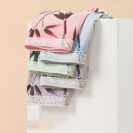 雀说5条装7a抑菌女士冰丝内裤中国风女士水墨竹子印花冰丝三角裤短裤头AL983 商品图2