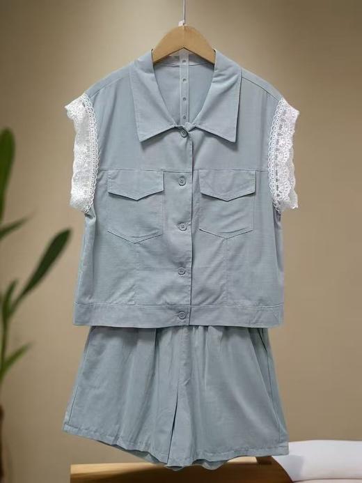 七夕福利-NO退 套装【韩系2025】蕾丝边无袖上衣➕短裤两件套-喜出 商品图1