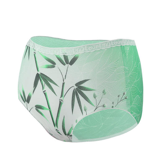 雀说5条装7a抑菌女士冰丝内裤中国风女士水墨竹子印花冰丝三角裤短裤头AL983 商品图8