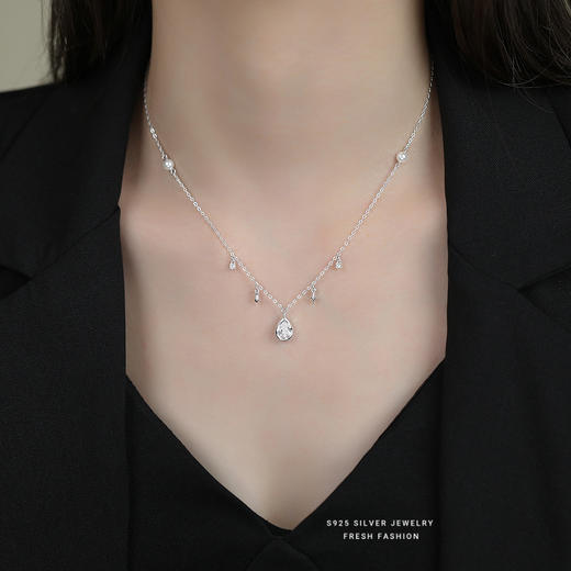 【涟漪之露】S925纯银水滴流苏项链【YXS-A4348】 商品图2