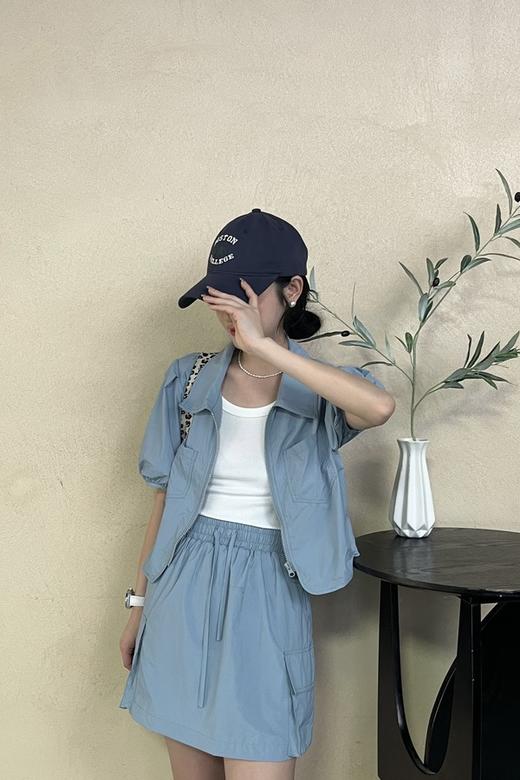 WHO KNOWS 率性工装风短款衬衫半裙套装 20619 商品图0