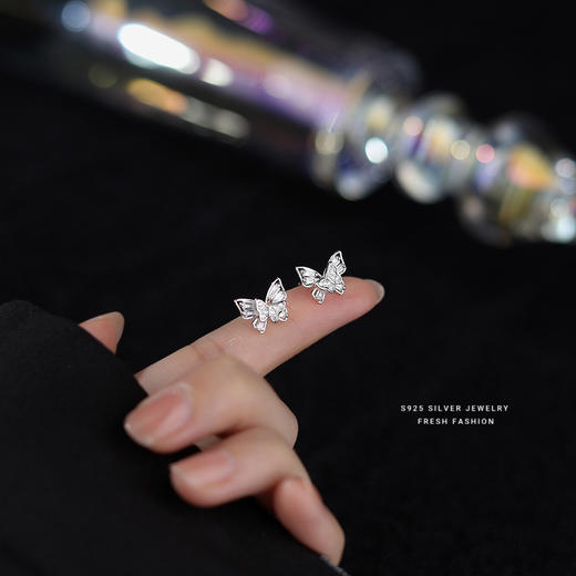 【蝴蝶双飞】S925纯银双层蝴蝶耳钉【YXS-E2712】 商品图2