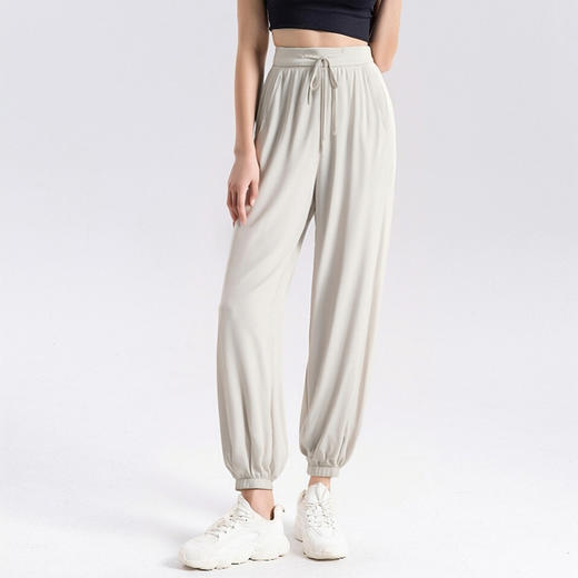 丁摩新款女桑蚕丝速干透气防晒裤运动休闲长裤宽松真丝束脚裤AL25017 商品图7