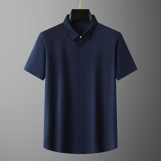 【拉链款】【DPX】大依优型大码冰丝短袖衬衫夏装半袖衬衣胖子时尚休闲色百搭免烫上衣胖子男士 商品图6