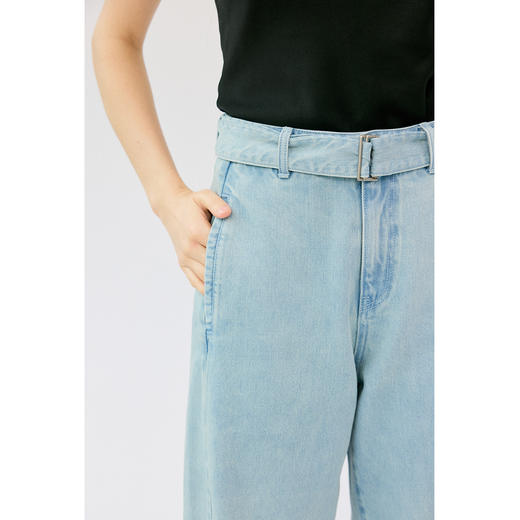 HeyDress浅蓝色牛仔裤女夏季法式高腰宽松显瘦直筒裤百搭薄款裤子 商品图2