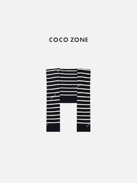 刘一一&COCO ZONE100%羊毛百搭女士小披肩条纹蓝白针织23C19290