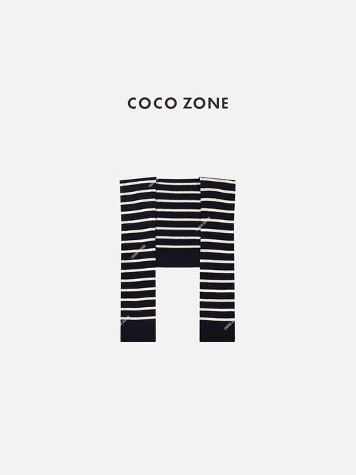 刘一一&COCO ZONE100%羊毛百搭女士小披肩条纹蓝白针织23C19290 商品图0