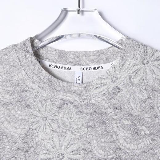 T3932夏季高级感新款男士美式暗纹提花花卉短袖T恤细闪休闲圆领上衣 商品图2