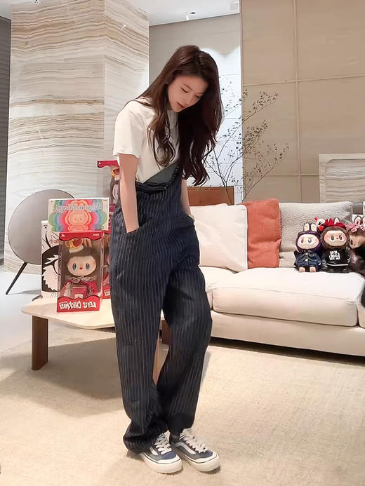 COCO ZONE 刘一一 “航海背带裤”100棉显瘦牛仔背带裤CD1A0671 商品图1