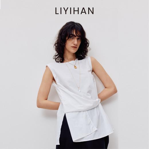 LIYIHAN设计感百搭时尚休闲背心纯色背部蕾丝两穿上衣 商品图0