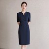 IWY/高级感藏青色双排扣西装裙主持人收腰显瘦短袖连衣裙女WQ179 商品缩略图4