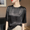 雀说醋酸缎面女装圆领短款时尚T恤薄款打底衫减龄短袖上衣AL2498 商品缩略图6