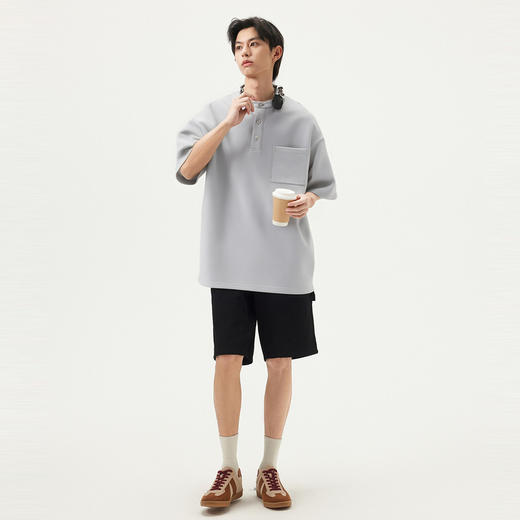 gxg.jeans男装  多色基础休闲亨利领短袖T恤男薄款 25夏热卖 商品图4