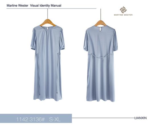 Martine Weste减领抽皱19姆米弹力双乔绉缎真丝连衣裙11423136 商品图2
