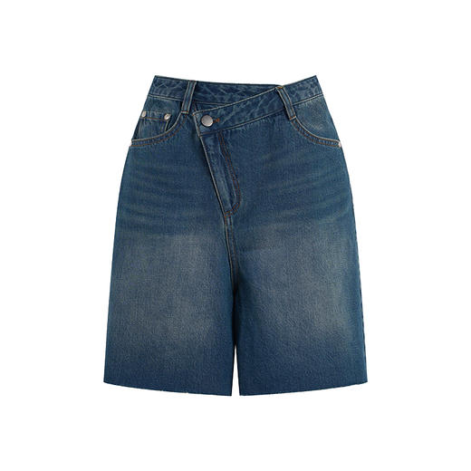 HeyDress复古牛仔短裤女夏季高腰宽松阔腿五分裤毛边设计休闲裤子 商品图4