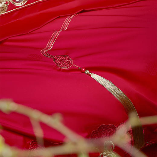 自然醒160支长绒棉提花唯美复古中式刺绣轻奢系列婚庆款多件套婚房被套床品GDS 商品图8