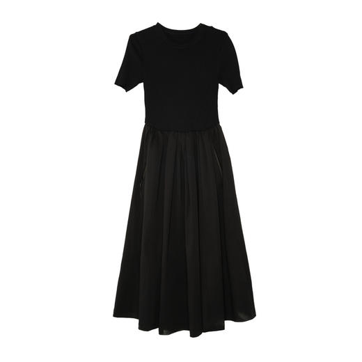 谜底黑色连衣裙2025春季新品气质优雅修身针织长裙短袖251MZ0400 商品图4