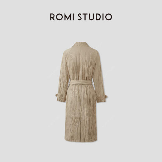 ROMI STUDIO 独特肌理感不规则褶皱翻领收腰风衣外套 RWCSWA3918 商品图1