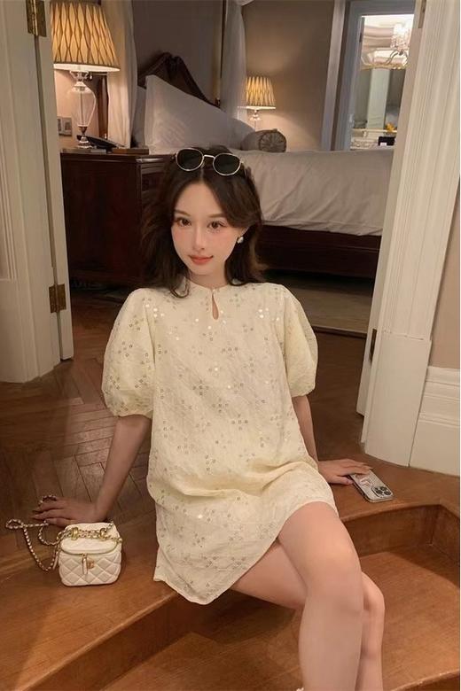 ANSUABEL 法式泡泡袖亮片小香风裙子 20656 商品图2
