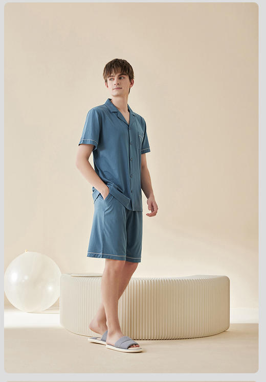 限时9折【莫代尔翻领短袖短裤】A类 无芳香胺无异味 放心贴身穿DKM411B-CC 商品图3