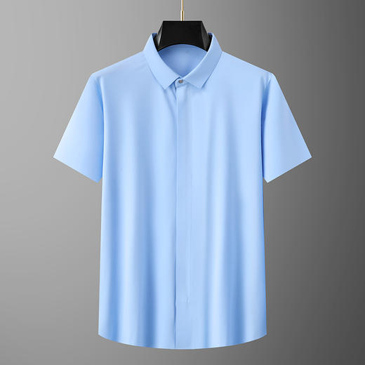 【拉链款】【DPX】大依优型大码冰丝短袖衬衫夏装半袖衬衣胖子时尚休闲色百搭免烫上衣胖子男士 商品图0