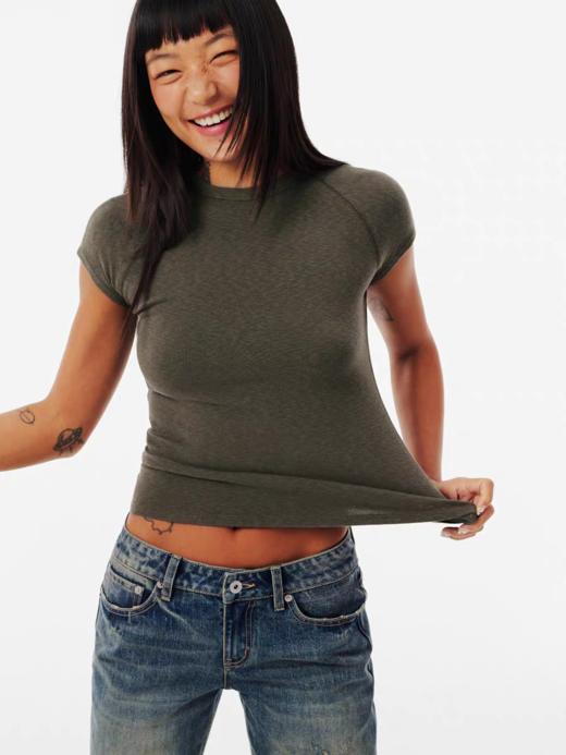 Evistub/E-5CDX311/匹马棉弹力小飞袖短袖女 商品图3