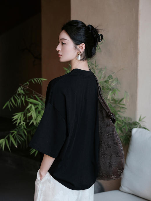 盛唐婧×女书|凤凰泪珠T恤-黑色 商品图5