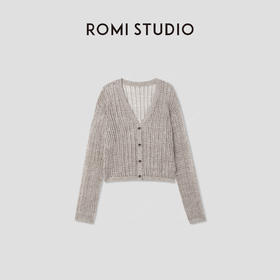 ROMI STUDIO“纵横交织”欧洲进口100%色纺亚麻镂空开衫 RWCRST3418
