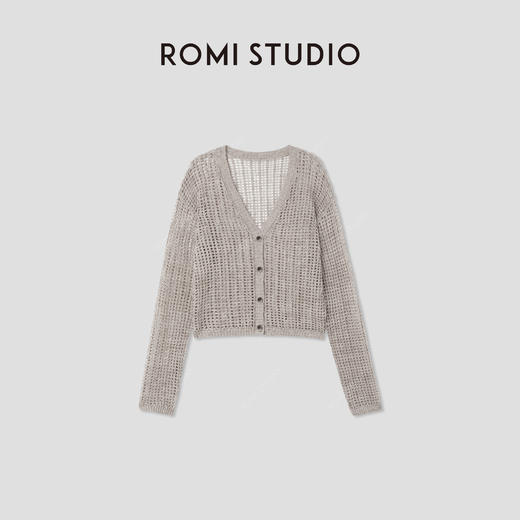 ROMI STUDIO“纵横交织”欧洲进口100%色纺亚麻镂空开衫 RWCRST3418 商品图0