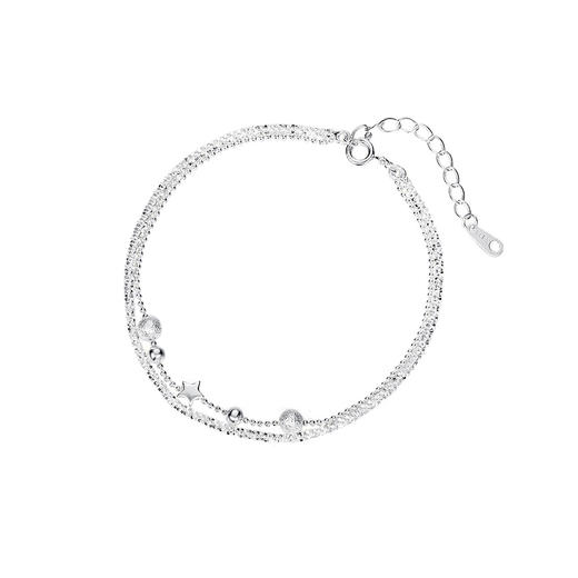 【银河星伴】S925纯银双层碎银子星星圆珠手链【YXS-L1106】 商品图4