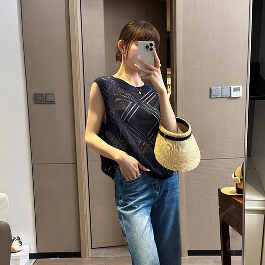 【部分现货】良木礼亚麻镂空背心（8385） 商品图1