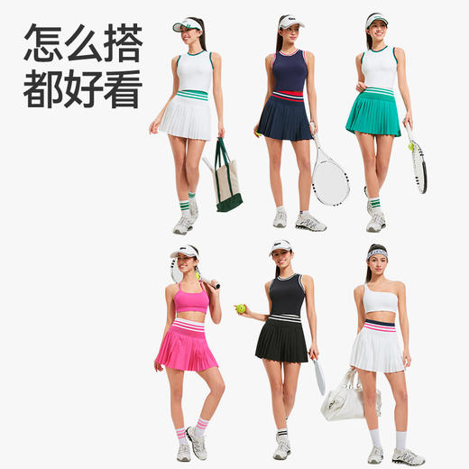 【2025上新】高腰A字百褶裙防走光遮胯跑步显瘦运动透气网球假两件A字裙 商品图7