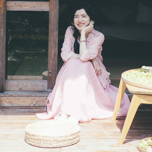 绽放340朵/【海街日记】苎麻天丝波浪纹印花衬衫翻领七分袖防晒衫 商品图2