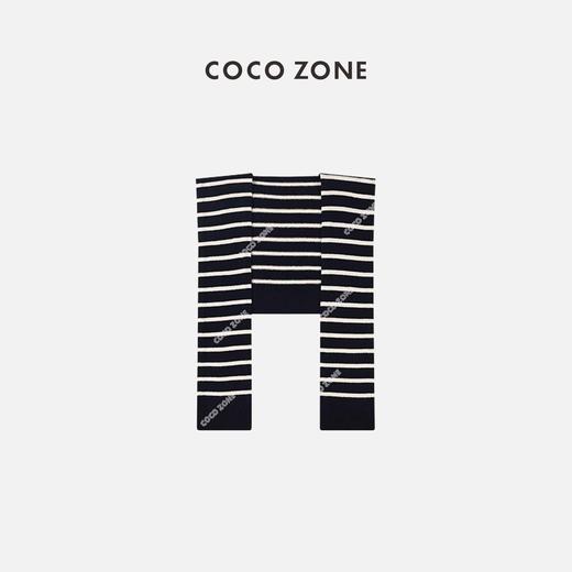 刘一一&COCO ZONE100%羊毛百搭女士小披肩条纹蓝白针织23C19290 商品图1