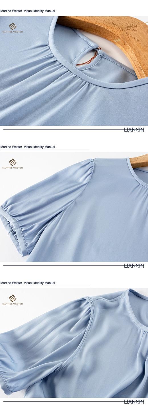 Martine Weste减领抽皱19姆米弹力双乔绉缎真丝连衣裙11423136 商品图3