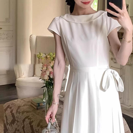 裁缝学苑AH20设计感系带船领小飞袖连衣裙纸样女装裙子打版裁剪图 商品图2