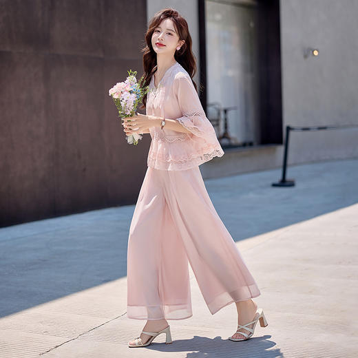 小众温柔风时尚衬衫，垂感阔腿裤两件套HR-SYY2738 商品图1