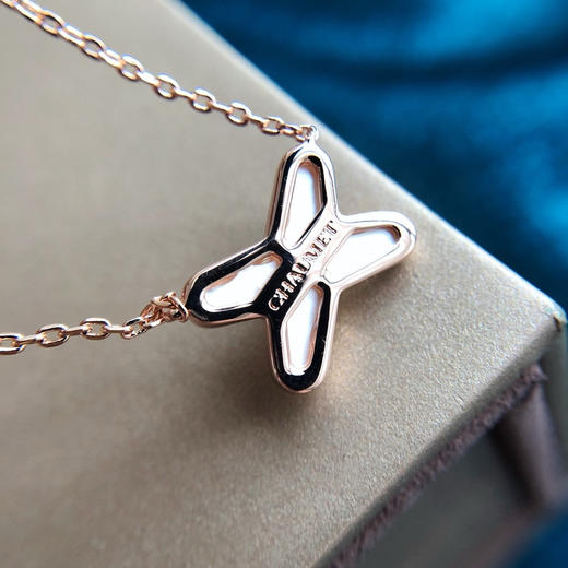 尚美白贝母交叉玫瑰金项链 商品图2